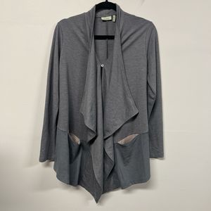 LOGO Lounge Open Cardigan Lori Goldstein Size XXS Gray Long Sleeve Waterfall